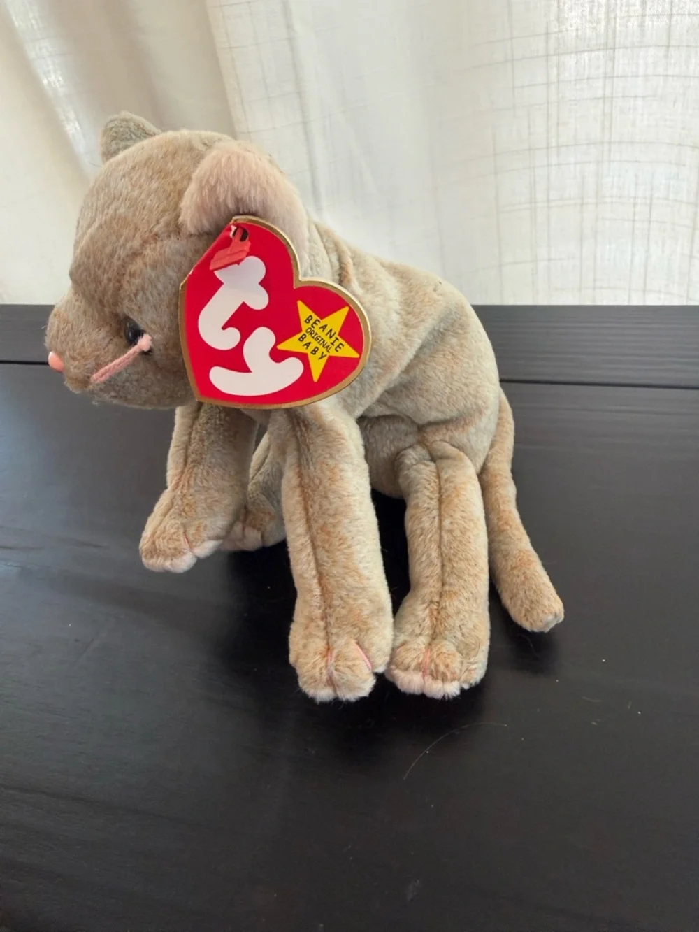 Ty Beanie Baby Brown Plush Kitten with Heart Tag